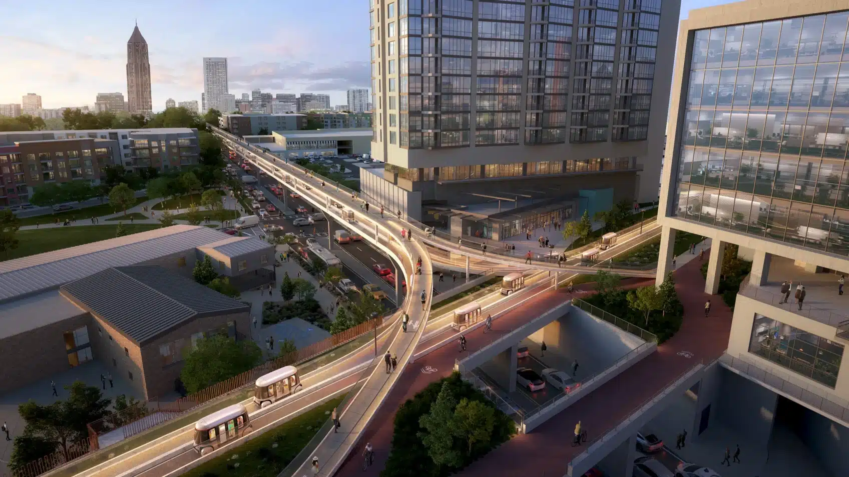Conceptual rendering of Glydways project on the Atlanta Beltline